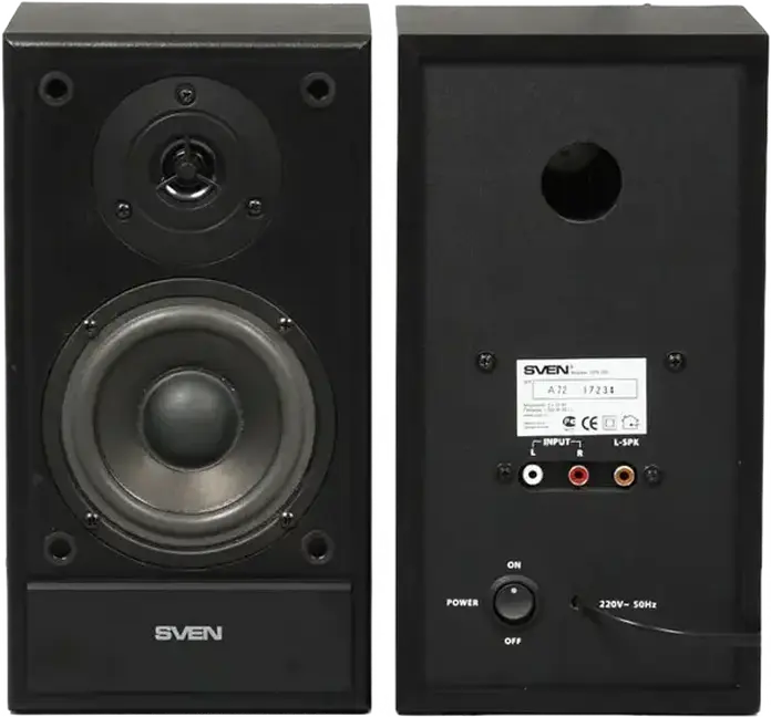 SVEN SPS-702 Boxe Multimedia 2.0, Putere 40W RMS, Carcasă din MDF, Gamă de Frecvențe 40Hz-22kHz, Control Bas și Treble, Negru