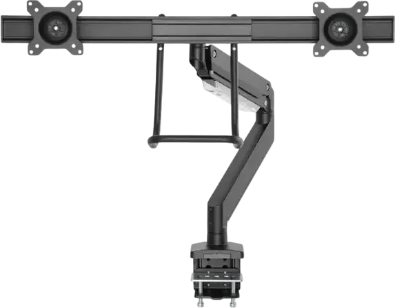Braț de monitor dublu Gembird MA-DA2-04, Suport Ajustabil de Birou pentru 2 Monitoare 17-32 inch, VESA 75x75 100x100, Capacitate 8kg, Negru