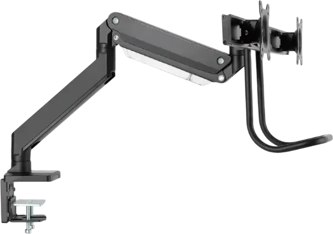 Braț de monitor dublu Gembird MA-DA2-04, Suport Ajustabil de Birou pentru 2 Monitoare 17-32 inch, VESA 75x75 100x100, Capacitate 8kg, Negru