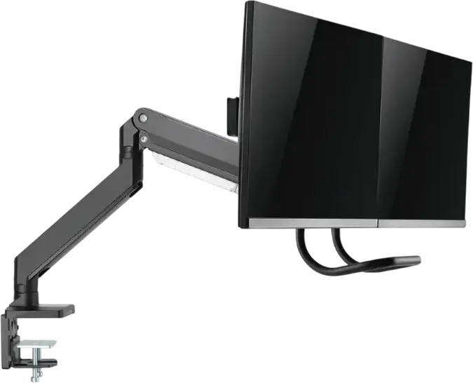 Braț de monitor dublu Gembird MA-DA2-04, Suport Ajustabil de Birou pentru 2 Monitoare 17-32 inch, VESA 75x75 100x100, Capacitate 8kg, Negru