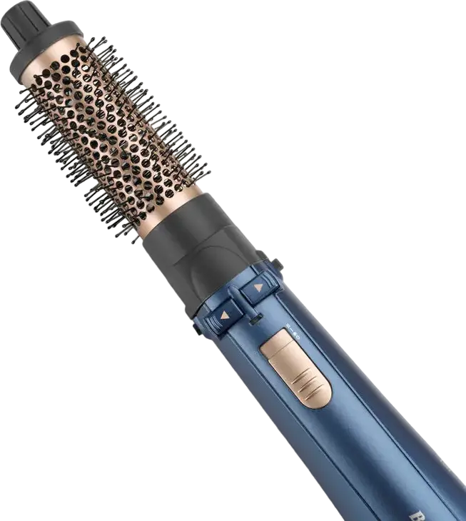 BaByliss AS965E Style Pro 1000 Rotating Hot Air Brush Airstyler, 1000W Ceramic Coating with Ionization and Cool Shot, Blue, includes 3 Nozzles