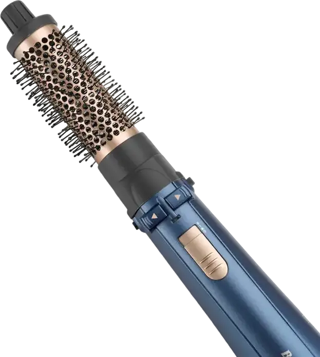 BaByliss AS965E Style Pro 1000 Rotating Hot Air Brush Airstyler, 1000W Ceramic Coating with Ionization and Cool Shot, Blue, includes 3 Nozzles