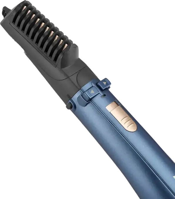 BaByliss AS965E Style Pro 1000 Rotating Hot Air Brush Airstyler, 1000W Ceramic Coating with Ionization and Cool Shot, Blue, includes 3 Nozzles