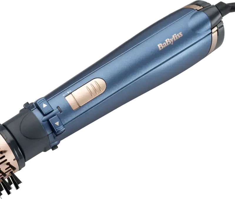 BaByliss AS965E Style Pro 1000 Rotating Hot Air Brush Airstyler, 1000W Ceramic Coating with Ionization and Cool Shot, Blue, includes 3 Nozzles