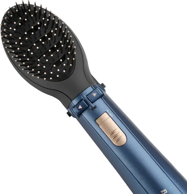 BaByliss AS965E Style Pro 1000 Rotating Hot Air Brush Airstyler, 1000W Ceramic Coating with Ionization and Cool Shot, Blue, includes 3 Nozzles