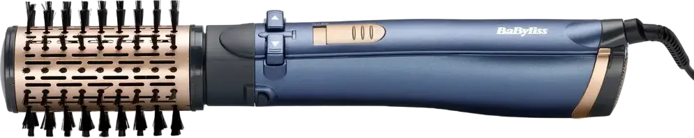 BaByliss AS965E Style Pro 1000 Rotating Hot Air Brush Airstyler, 1000W Ceramic Coating with Ionization and Cool Shot, Blue, includes 3 Nozzles