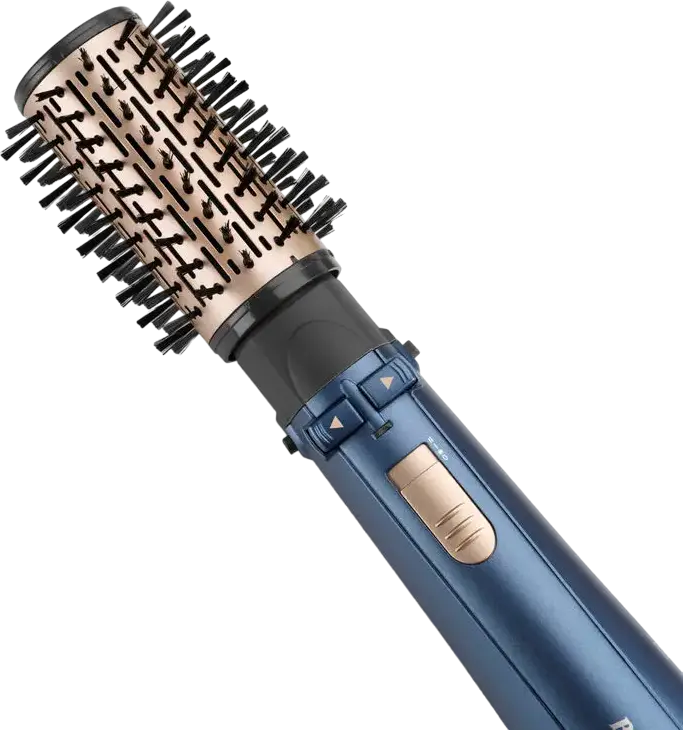 BaByliss AS965E Style Pro 1000 Rotating Hot Air Brush Airstyler, 1000W Ceramic Coating with Ionization and Cool Shot, Blue, includes 3 Nozzles