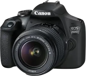 Camera DSLR Canon EOS 2000D, Senzor APS-C CMOS 24.1 MP, Procesor DIGIC 4+, Video Full HD, Wi-Fi, NFC, cu Obiectiv EF-S 18-55mm f/3.5-5.6 DC III, Negru