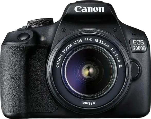 Camera DSLR Canon EOS 2000D, Senzor APS-C CMOS 24.1 MP, Procesor DIGIC 4+, Video Full HD, Wi-Fi, NFC, cu Obiectiv EF-S 18-55mm f/3.5-5.6 DC III, Negru