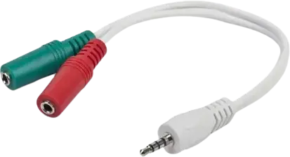 Audio Adaptor Cablexpert CCA-417W, 3.5mm 4-pin (M) - 2x 3.5mm 3-pin (F), 0,2m, Alb