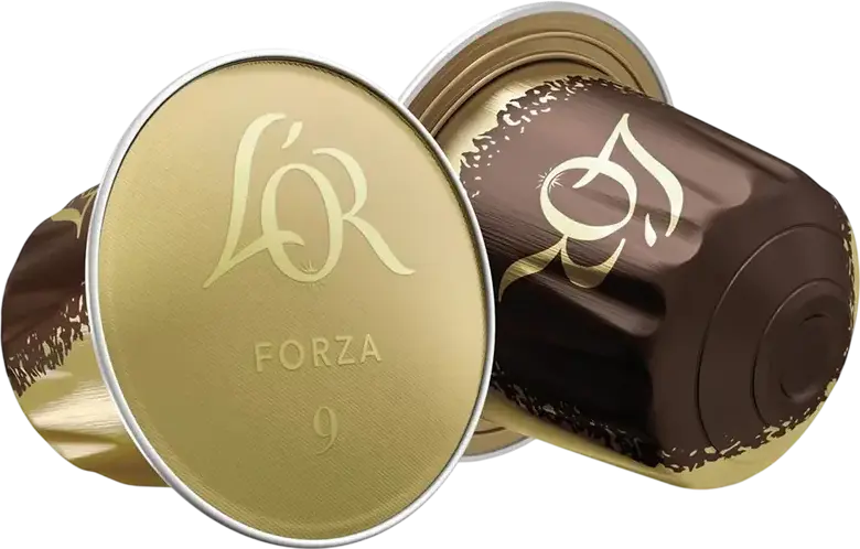 L'OR Espresso Forza Coffee Capsules, Intensity 9/13, Full-Bodied Robust Espresso with Oak and Licorice Notes, Nespresso Compatible, Aluminium Pods