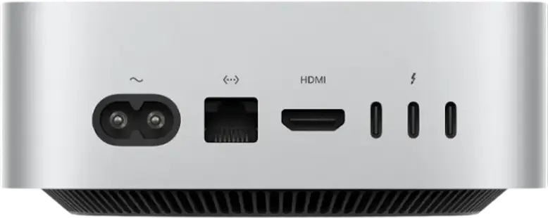 Apple Mac mini (M4, 2024) Компактный компьютер - Процессор Apple M4 10 ядер, GPU 10 ядер, 24ГБ объединенной памяти, 1ТБ SSD, macOS Tahoe, Серебристый алюминий