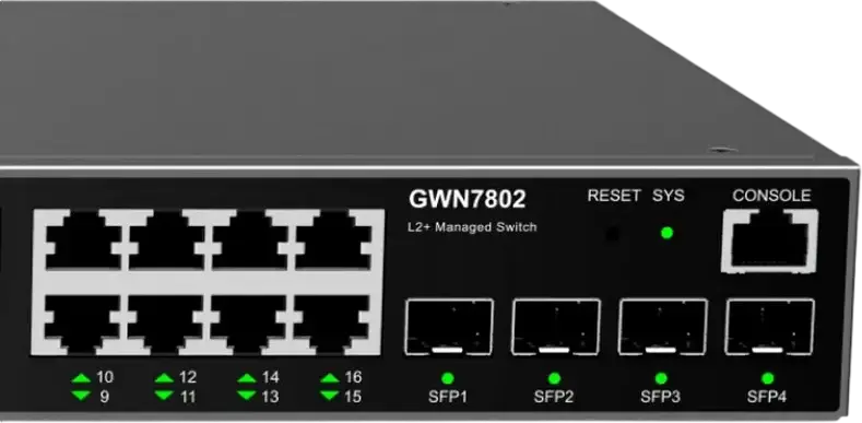 Grandstream GWN7802P Layer 2+ Managed Switch, 16-Port Gigabit Ethernet, 4-Port Gigabit SFP, No PoE Support, Rack Mountable, GWN.Cloud Management