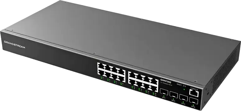 Grandstream GWN7802P Layer 2+ Managed Switch, 16-Port Gigabit Ethernet, 4-Port Gigabit SFP, No PoE Support, Rack Mountable, GWN.Cloud Management