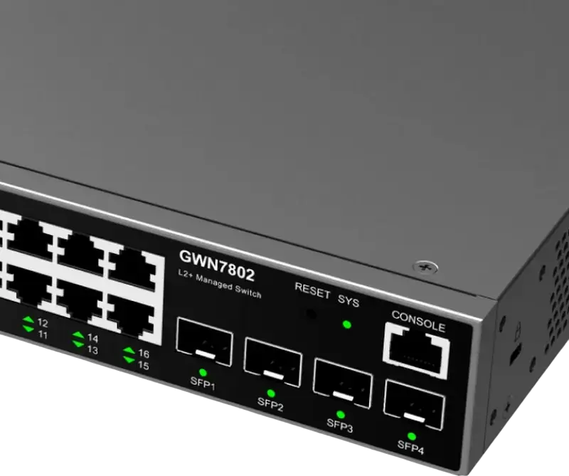 Grandstream GWN7802P Layer 2+ Managed Switch, 16-Port Gigabit Ethernet, 4-Port Gigabit SFP, No PoE Support, Rack Mountable, GWN.Cloud Management