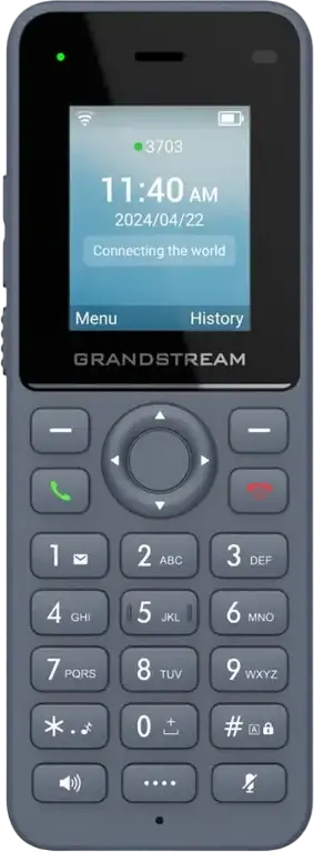 Grandstream WP816 Cordless Wi-Fi IP Phone, Dual-band Wi-Fi 6, Color LCD TFT Display, 2 SIP Lines, Opus HD Voice, PTT & Emergency Buttons, Jet Grey