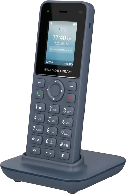 Grandstream WP816 Cordless Wi-Fi IP Phone, Dual-band Wi-Fi 6, Color LCD TFT Display, 2 SIP Lines, Opus HD Voice, PTT & Emergency Buttons, Jet Grey