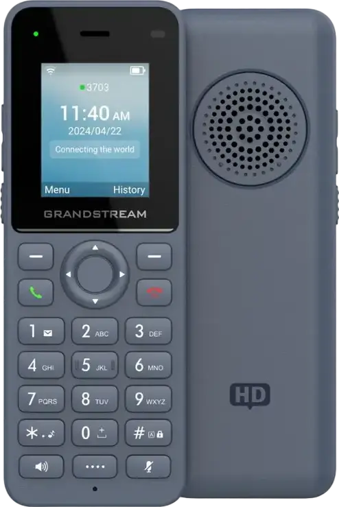 Grandstream WP816 Cordless Wi-Fi IP Phone, Dual-band Wi-Fi 6, Color LCD TFT Display, 2 SIP Lines, Opus HD Voice, PTT & Emergency Buttons, Jet Grey