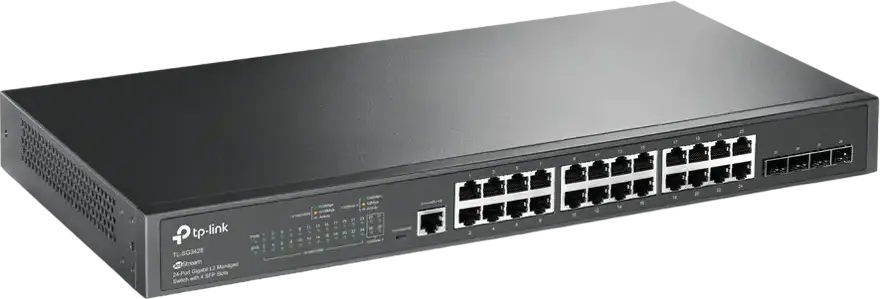 Switch de rețea TP-LINK TL-SG3428, 24x 10/100/1000 Mbps, 4x SFP