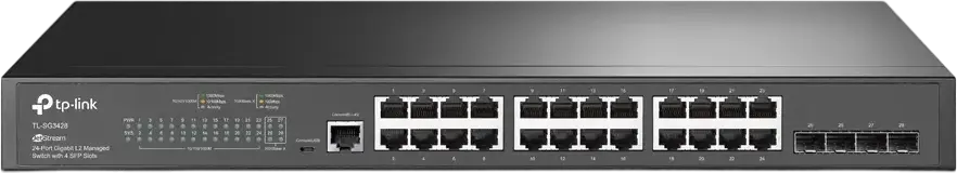 TP-Link JetStream TL-SG3428 L2/L2+ Managed Switch, 24x Gigabit RJ45 Ports, 4x Gigabit SFP Slots, Omada SDN Cloud Management, Static Routing, Rack Mountable