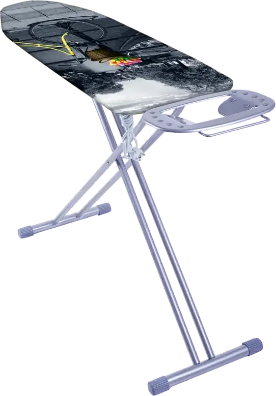Eurogold T-MAX 53458B1 Ironing Board, Metal Frame, 120x38 cm, Grey, Heat-Resistant Steam Absorption Cover, Foldable Legs with Iron Rest
