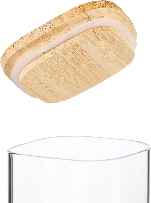 Borcan pentru depozitare alimente Ardesto Midori AR1310BLS, 1000ml din sticlă borosilicată cu capac din bambu, formă pătrată, transparent, șpoalabil