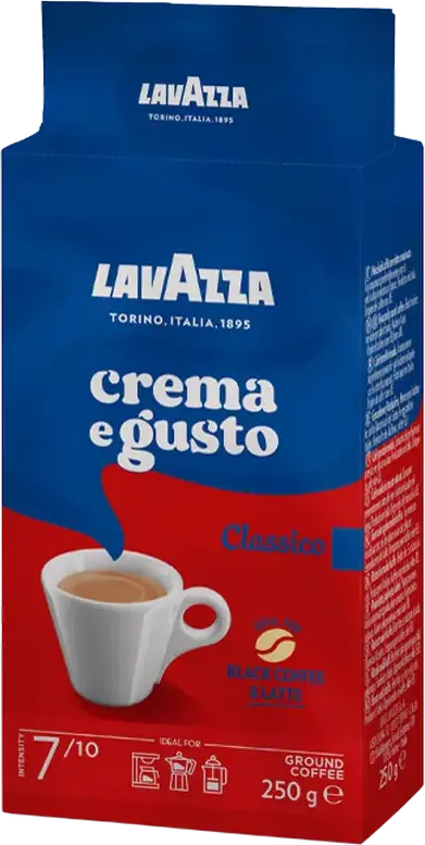 Lavazza Crema e Gusto Classico Ground Coffee 250g - Dark Roast Arabica & Robusta Blend, Intensity 7/10, Full-Bodied for Moka Pot and Filter Coffee