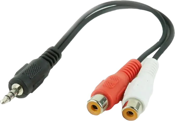 Audio Adaptor Cablexpert CCA-406, 3.5mm 3-pin (M) - 2x RCA (F), 0,2m, Negru