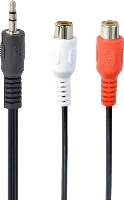 Аудиоадаптер Cablexpert CCA-406, 3.5мм 3-pin (папа) на 2x RCA (мама), аналоговый интерфейс, 0.2м, черный, сертификация RoHS