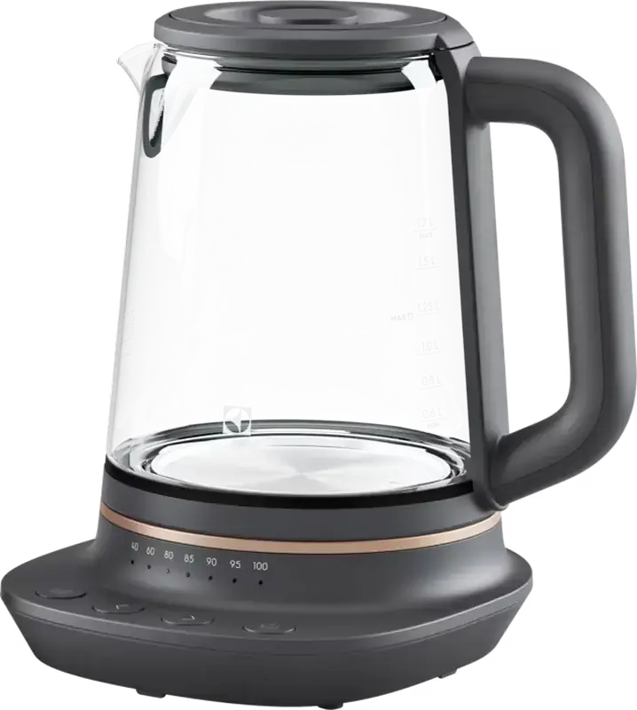 Electrolux Explore 7 E7GK1-8BP Glass Electric Kettle, 1.7L, 2400W, 7 Temperature Settings (40-100°C), Detachable Infusion Basket, Anti-Calc Filter