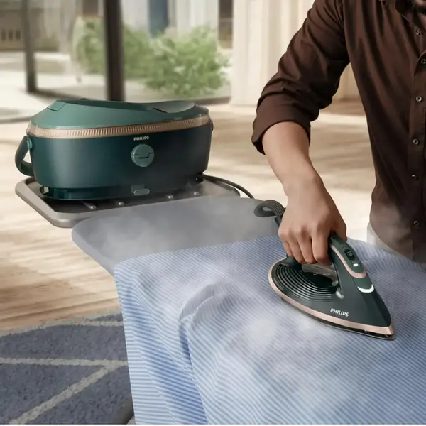 Generator de fier de calcat cu abur Philips PerfectCare 8000 PSG8200/70, 3120W, Talpa SteamGlide Elite, Presiune 9 bar, Boost 750 g/min, OptimalTemp, Verde