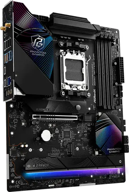 Placa de bază ASRock B850 Riptide WiFi Phantom Gaming AM5 ATX pentru AMD Ryzen 9000/8000/7000, DDR5 8000+ MHz OC, PCIe 5.0, Wi-Fi 7, BT 5.4, LAN 2.5G