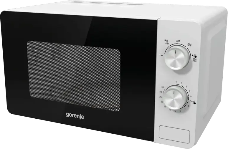 Gorenje MO17E1W Solo Microwave Oven, 17L Capacity, 700W Power, 5 Power Levels, Mechanical Control, EasyClean Enamel Interior, Color: White