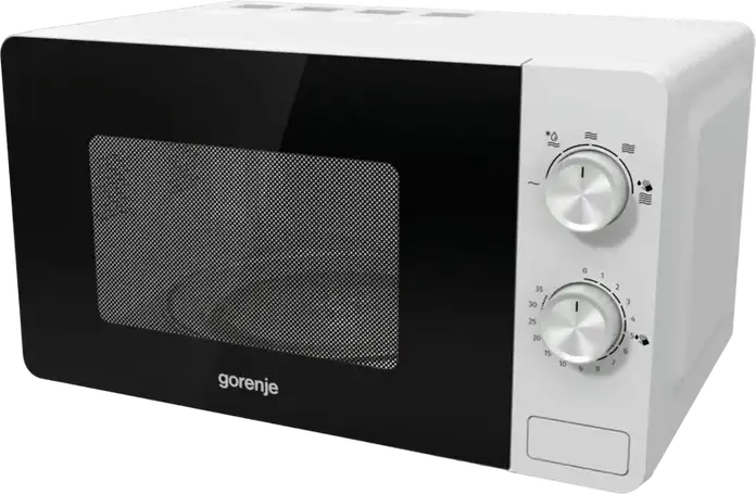 Gorenje MO17E1W Solo Microwave Oven, 17L Capacity, 700W Power, 5 Power Levels, Mechanical Control, EasyClean Enamel Interior, Color: White