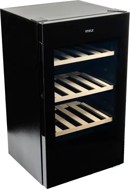 Vivax CW-094S30 GB Wine Cooler, 94L Capacity, 30 Bottles, Black Dark Glass UV Filter Door, LED Display, Electronic Control, 83.4 cm Height