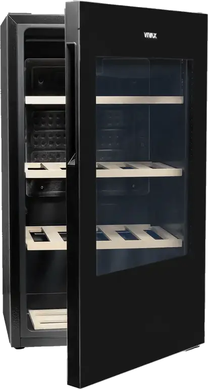 Vivax CW-094S30 GB Wine Cooler, 94L Capacity, 30 Bottles, Black Dark Glass UV Filter Door, LED Display, Electronic Control, 83.4 cm Height