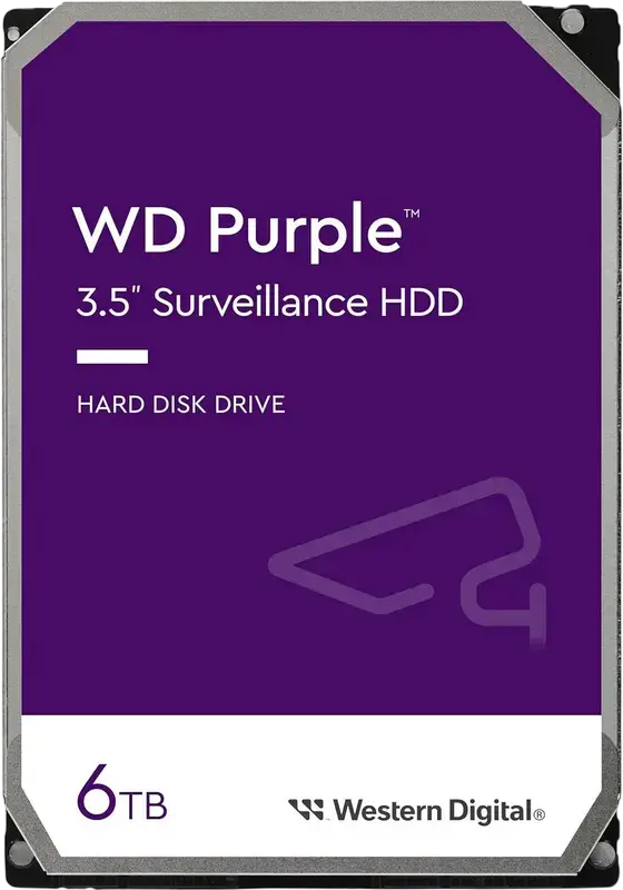 Western Digital WD Purple WD64PURZ 6TB 3.5" SATA III 5400 RPM 256MB Cache CMR Surveillance HDD for 64 HD Cameras AllFrame Technology