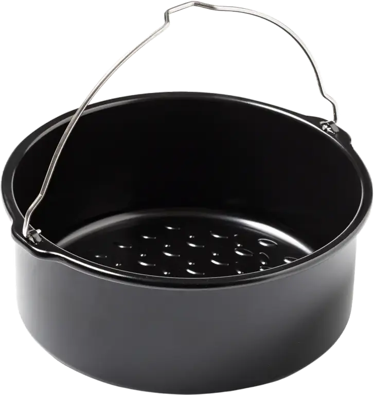 Круглая форма для аэрофритюрницы Pyrex AF20DR6, поддон из углеродистой стали, 20 см, антипригарное покрытие без PFAS, текстурированное дно, до 230°C, Черный