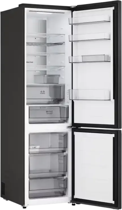 Холодильник с нижней морозильной камерой LG GBBS524CEV, объем 375 л, No Frost, инверторный компрессор Smart Inverter, ThinQ Wi-Fi, черный