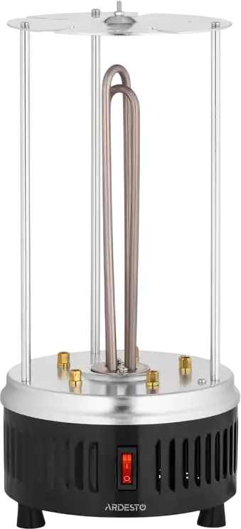 Gril Electric Vertical Ardesto VEG-HY1000 Rotisor cu 5 Frigarui din Otel Inoxidabil, 900W, Rotire Automata 360 Grade, Carcasa de Aluminiu