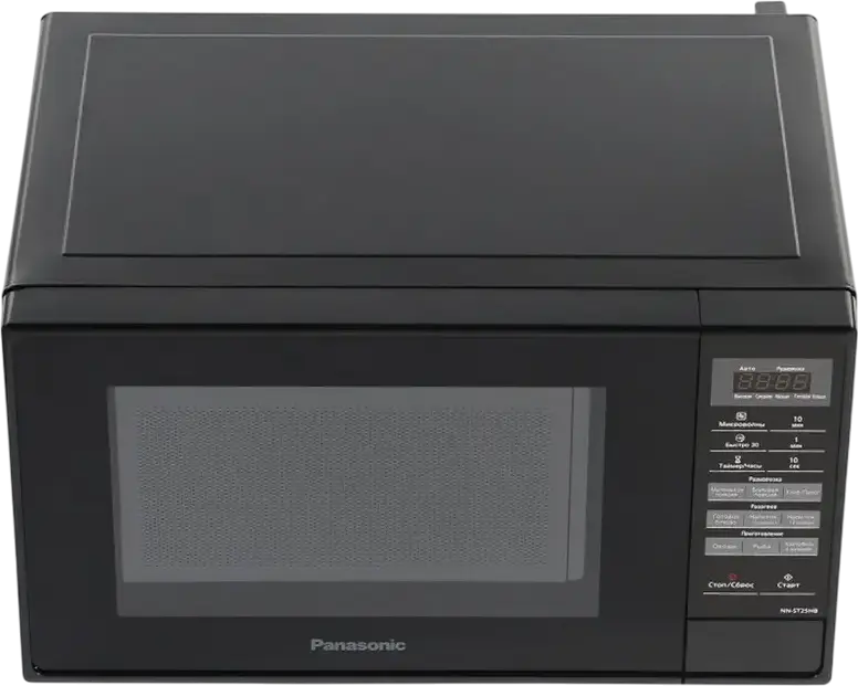 Panasonic NN-ST25HB Solo Microwave Oven, 20L Capacity, 800W Power, 5 Power Levels, 9 Auto Programs, Enamel Interior, Child Lock, Freestanding
