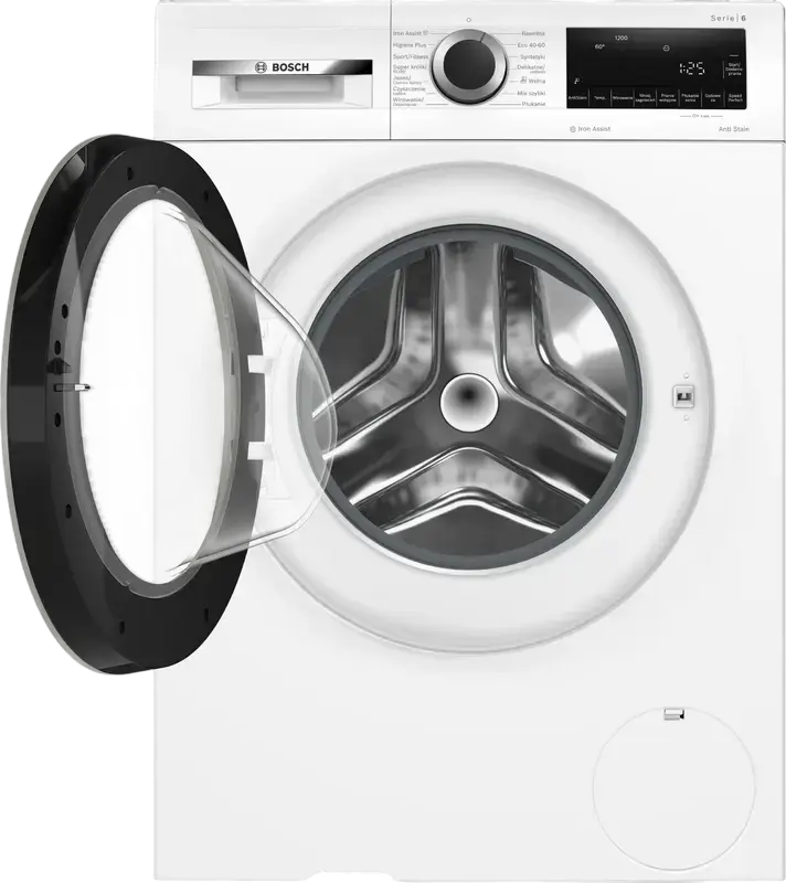 Bosch Serie 6 WGG242ZEPL Front-Load Washing Machine, 9kg, Energy Class A, 1200 rpm, EcoSilenceDrive, Iron Assist, AntiStain, White/Black, 59.8cm
