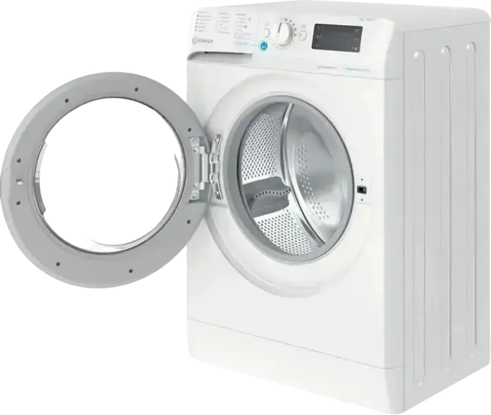 Masina de spalat rufe Indesit BWSE 71295X WSV cu incarcare frontala, 7kg, 1200 RPM, Motor Inverter, Curatare cu Aburi, Cuva Titan, Alb/Argintiu