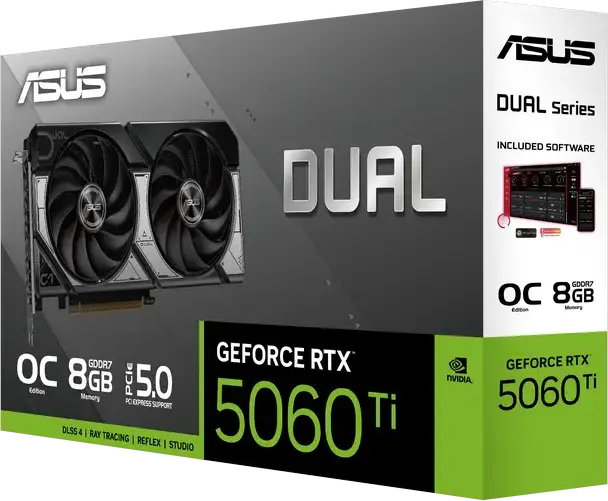 ASUS Dual GeForce RTX 5060 Ti DUAL-RTX5060TI-O8G Graphics Card, 8GB GDDR7 128bit, 4608 CUDA Cores, PCI Express 5.0, Dual Axial-tech Fans, 0dB Technology