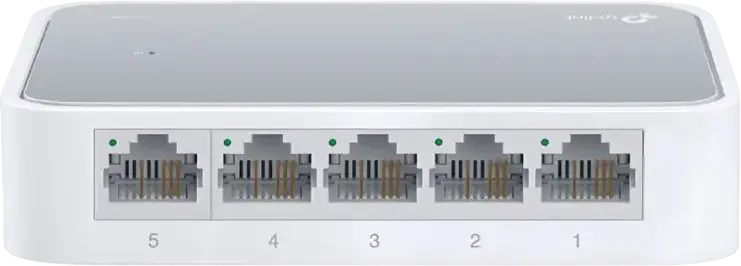 TP-Link TL-SF1005D 5-Port 10/100Mbps Desktop Switch, Auto-MDI/MDIX RJ45 Ports, Green Technology Energy Efficient, Fanless Design, White ABS Plastic
