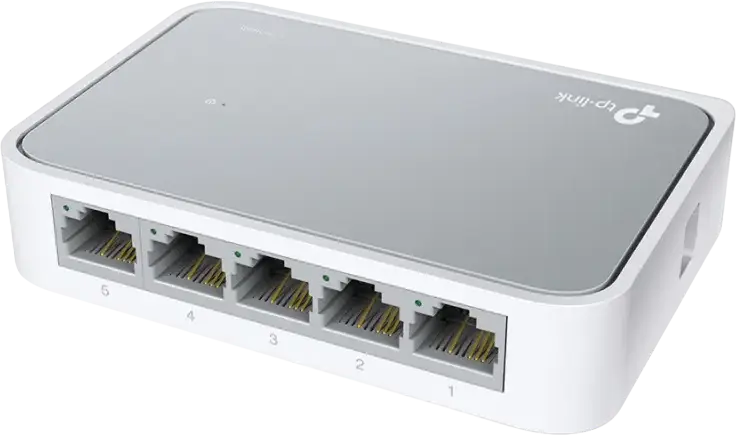 TP-Link TL-SF1005D 5-Port 10/100Mbps Desktop Switch, Auto-MDI/MDIX RJ45 Ports, Green Technology Energy Efficient, Fanless Design, White ABS Plastic