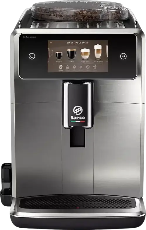 Saeco Xelsis Deluxe SM8785/00 Fully Automatic Espresso Machine, 1500W, 15 Bar, 1.7L Tank, 5-inch TFT Touchscreen, Ceramic Grinder, Wi-Fi, Black