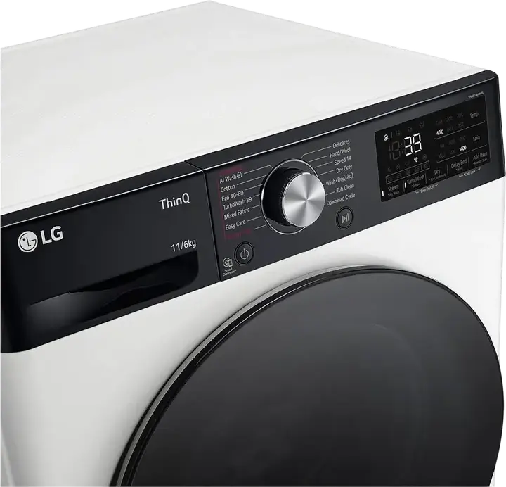 LG F4DR711S2H Washer-Dryer Combo 11kg Wash / 6kg Dry, AI DD Direct Drive, TurboWash 360, ezDispense Auto-dosing, Steam Allergy Care, ThinQ Wi-Fi, White