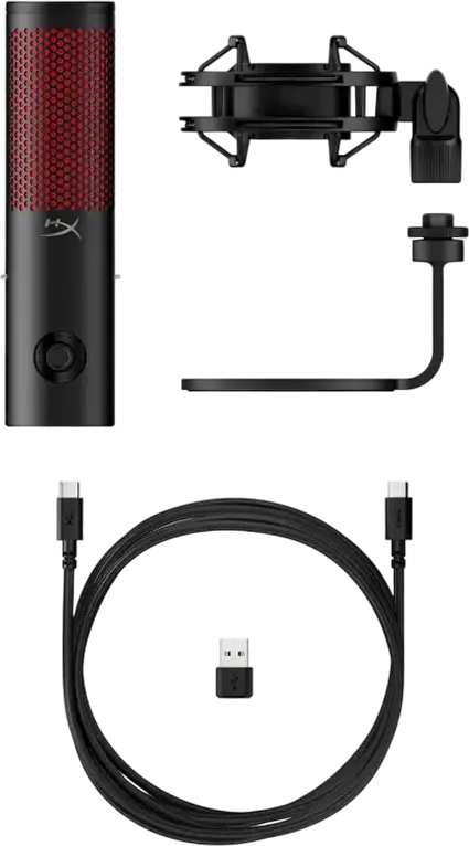 Microfon Condensator USB HyperX QuadCast 2 872V1AA, 4 Tipare de Polarizare, 24-bit/96kHz, Iluminare RGB, Senzor Tap-to-Mute, Shock Mount, PC, Mac, PS5