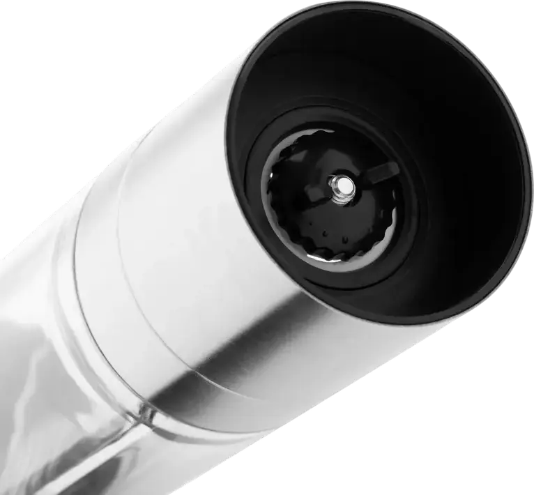 Râșniță 2-în-1 pentru sare și piper Ardesto AR2102SS Gemini, Inox și Acrilic, Mecanism din Ceramică, Grad de Măcinare Reglabil, Capacitate 150ml
